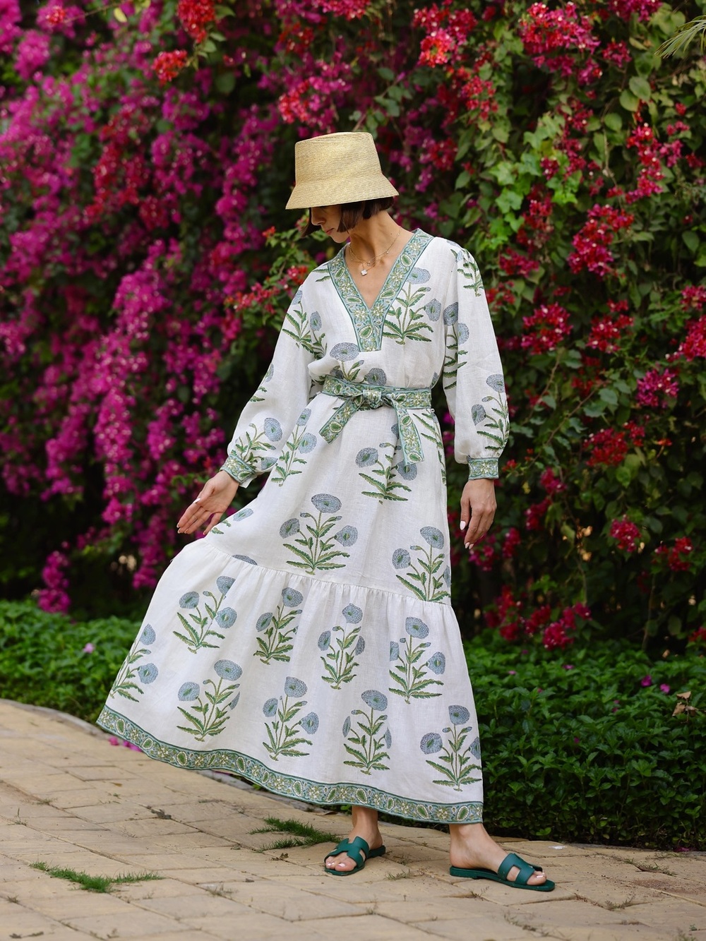 Maison Marigold Capri Maxi Dress Blue Flower